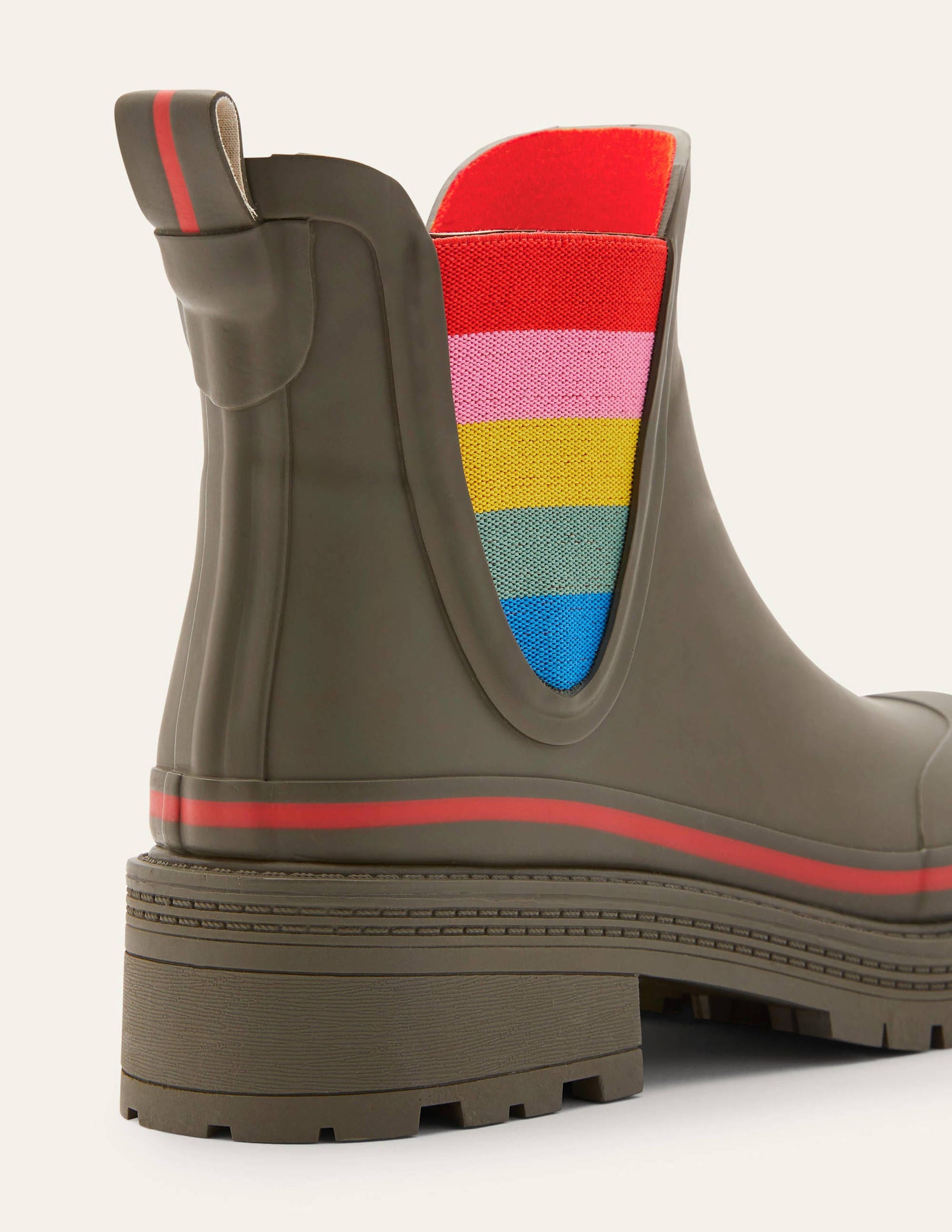 Bamburgh Wellington Boots-Classic Khaki/Cherry Red-3