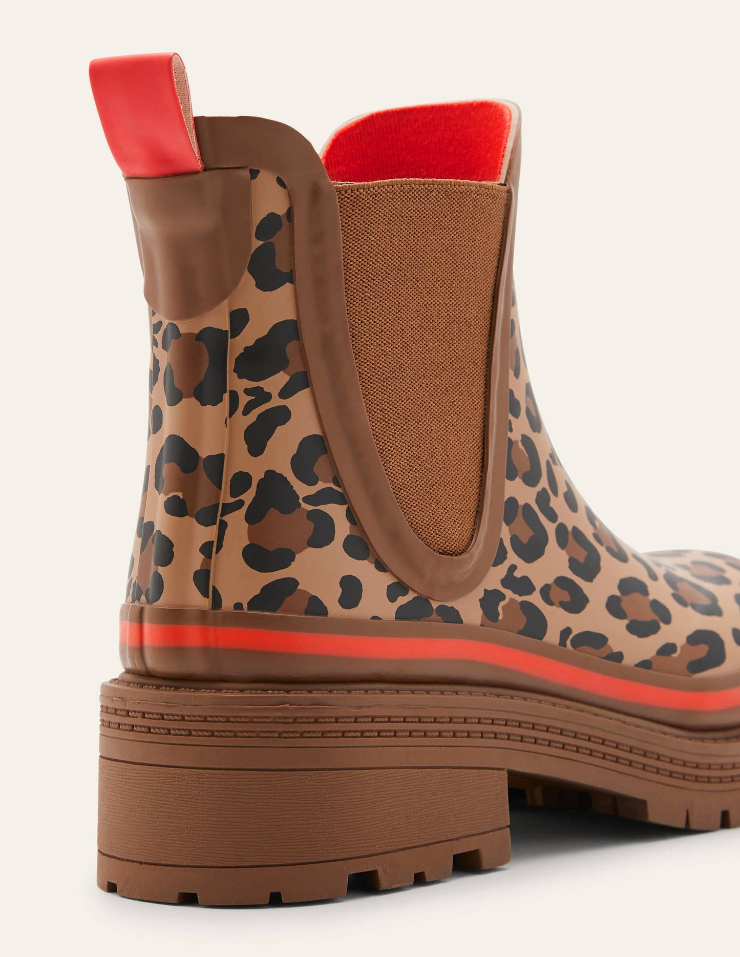 Bamburgh Wellington Boots-Leopard/Firecracker