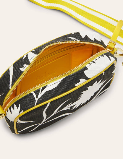 Canvas Crossbody Bag-Black, Leafy Bud-2