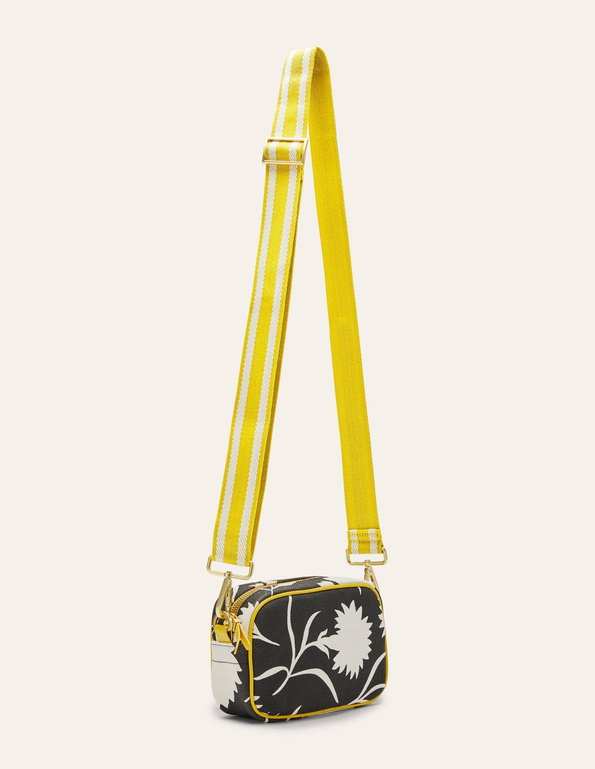Canvas Crossbody Bag-Black, Leafy Bud-4