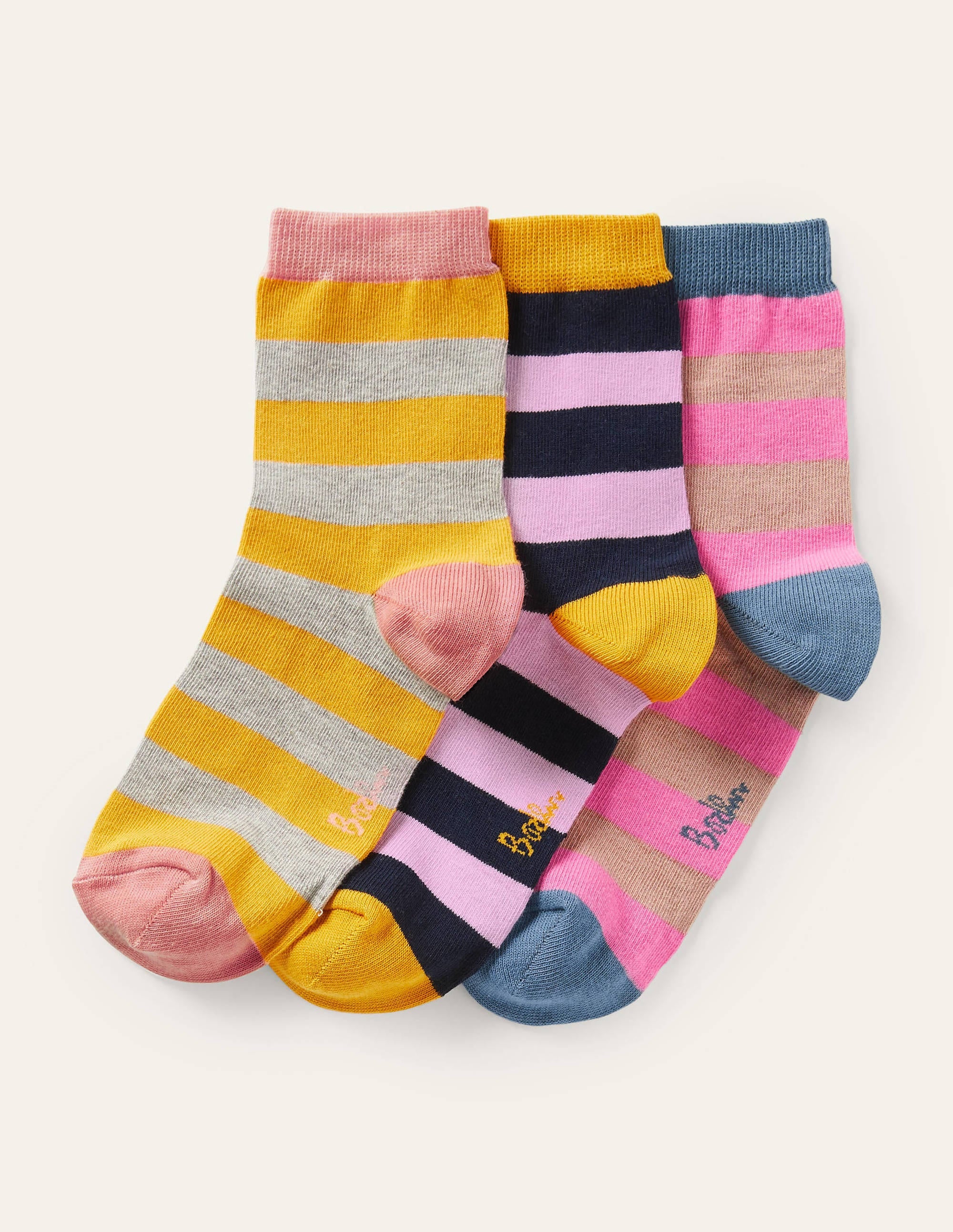 Three Pack Ankle Socks-Stripe - Image 1