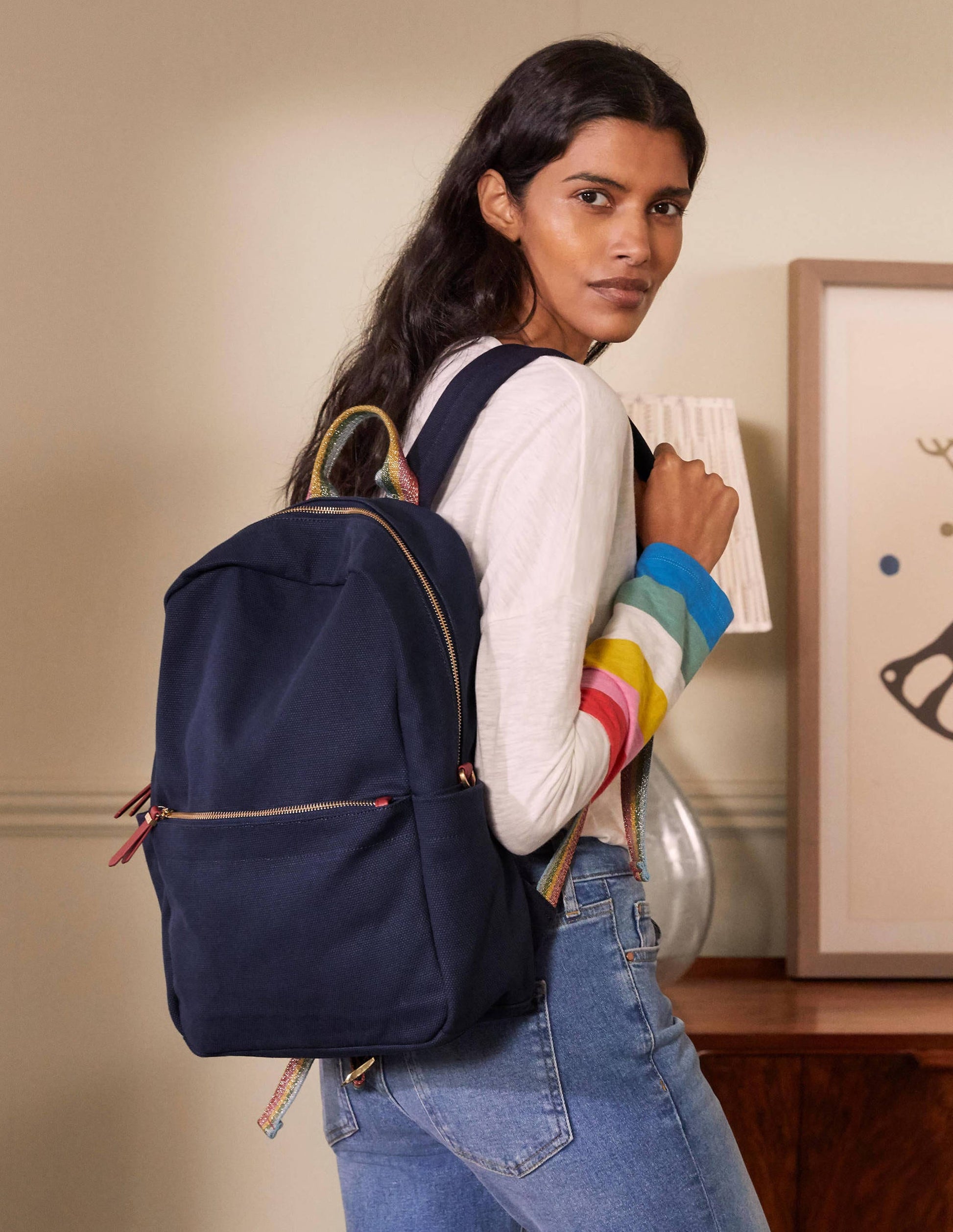 Olivia Canvas Backpack-Navy-5