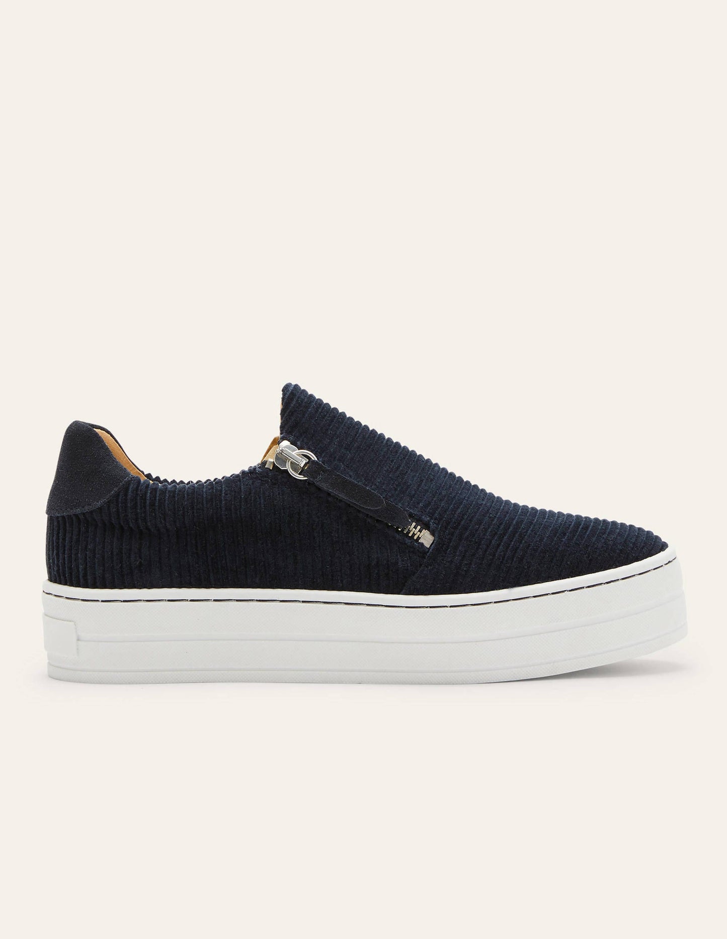 Zip Flatform Trainers-Navy Cord