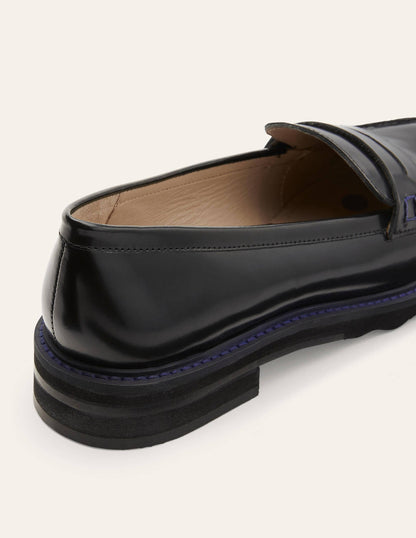 Chunky Penny Loafers-Black/Navy-4