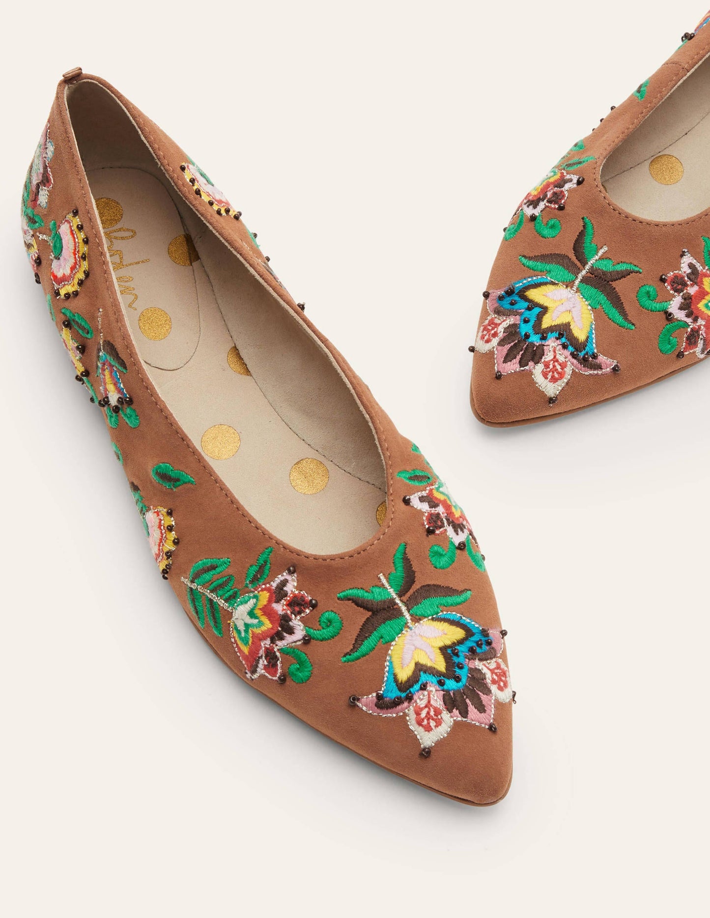 Catriona Ballerinas-Tan Embroidered