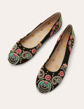 Embellished Ballerinas-Black Multi