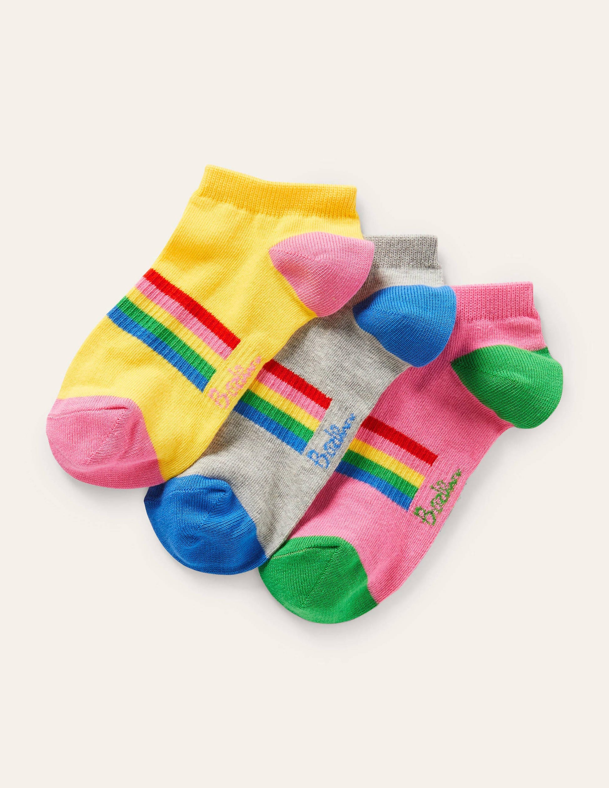 Three Pack Trainer Socks-Stripe-1
