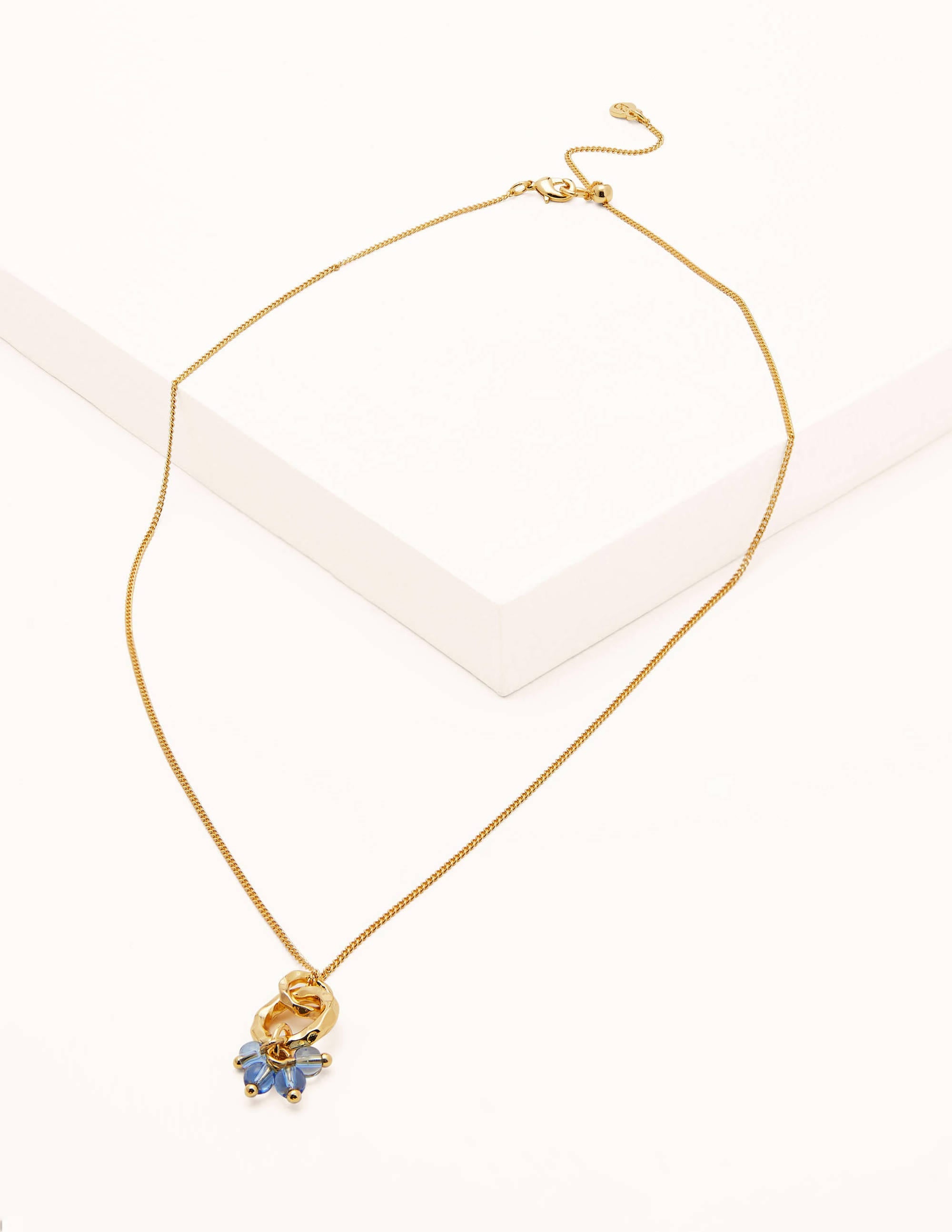 Hammered Beaded Pendant-Blue - Image 1