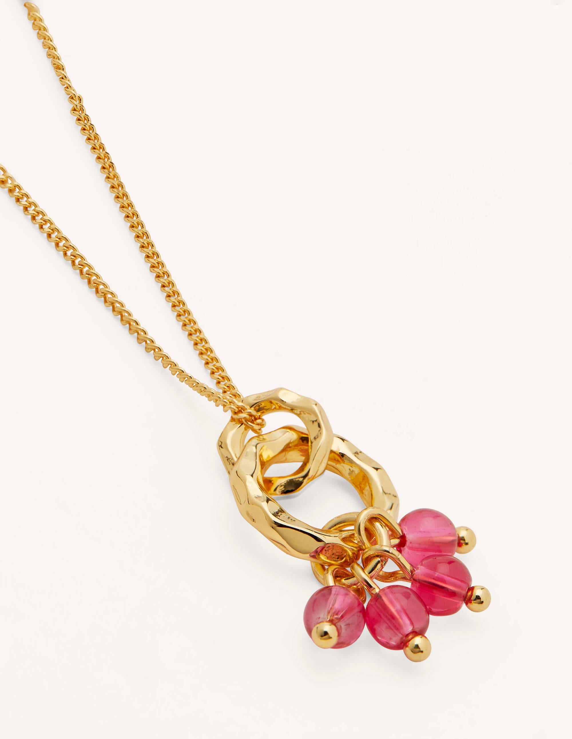 Hammered Beaded Pendant-Pink - Image 2