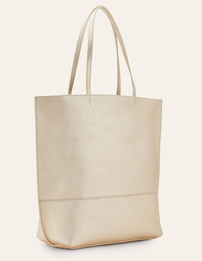 Leather Tote Bag-Pale Gold