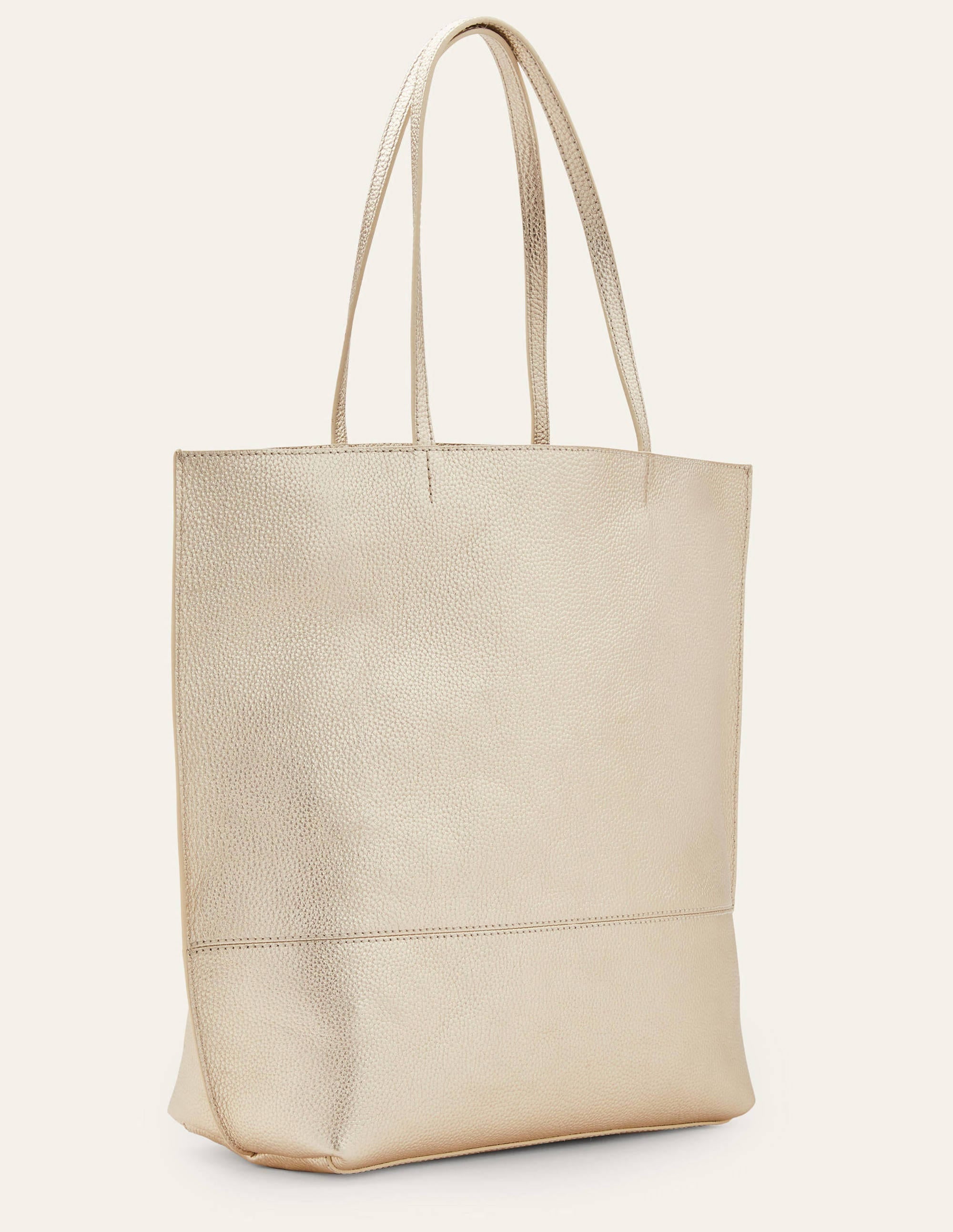 Leather Tote Bag-Pale Gold - Image 4