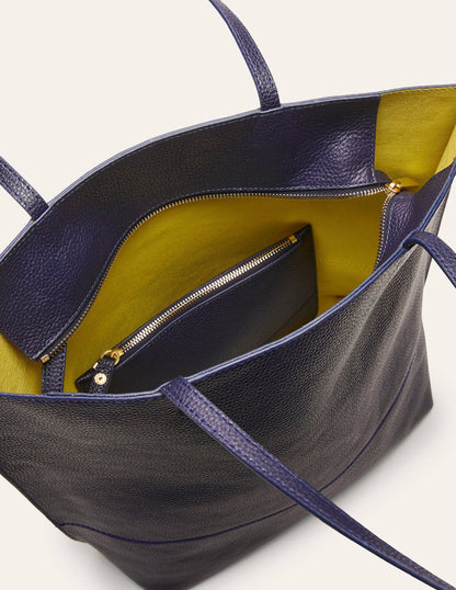 Leather Tote Bag-Navy-2