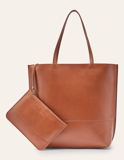 Leather Tote Bag-Tan-5