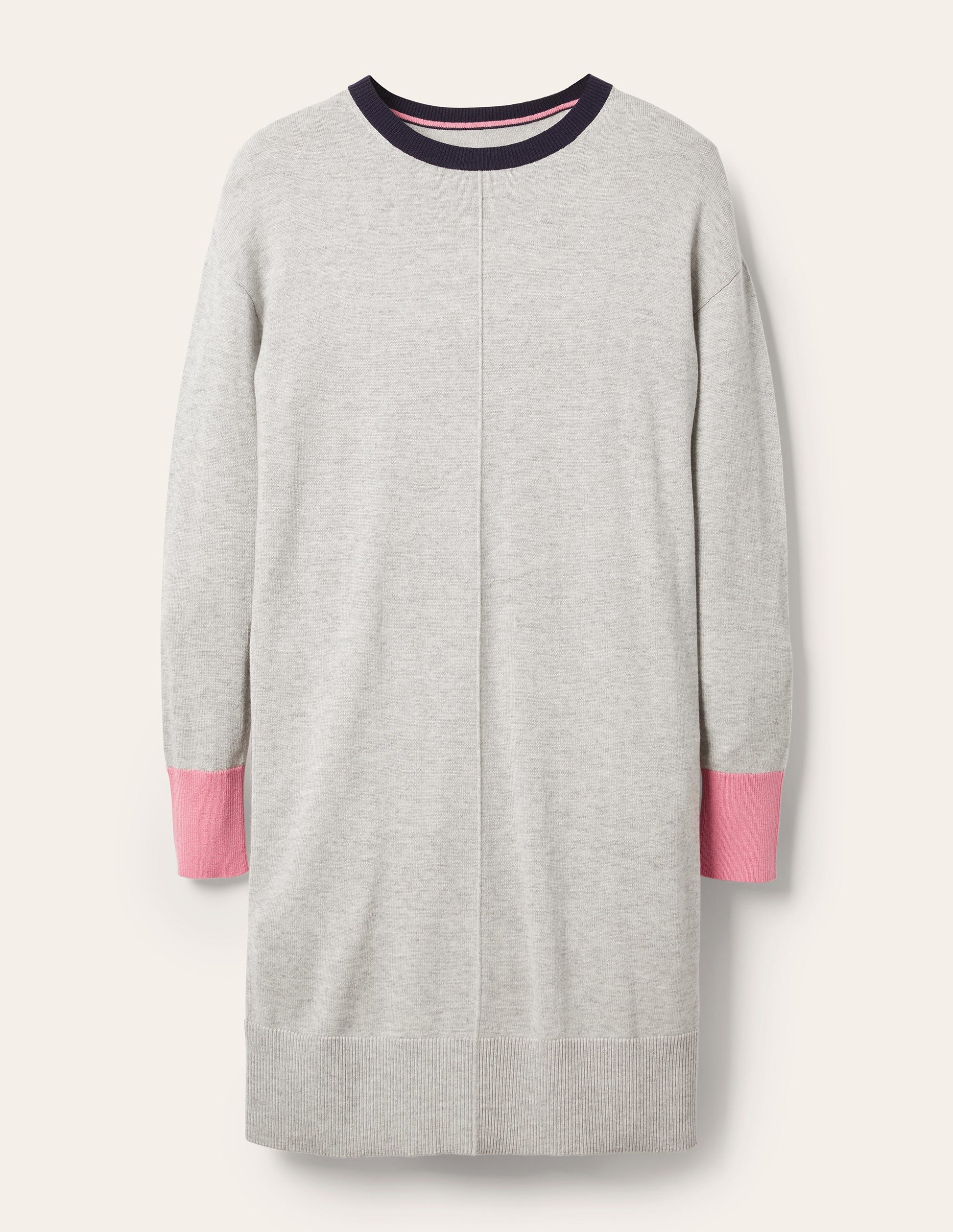 Colourblock Knitted Dress-Grey Melange-5