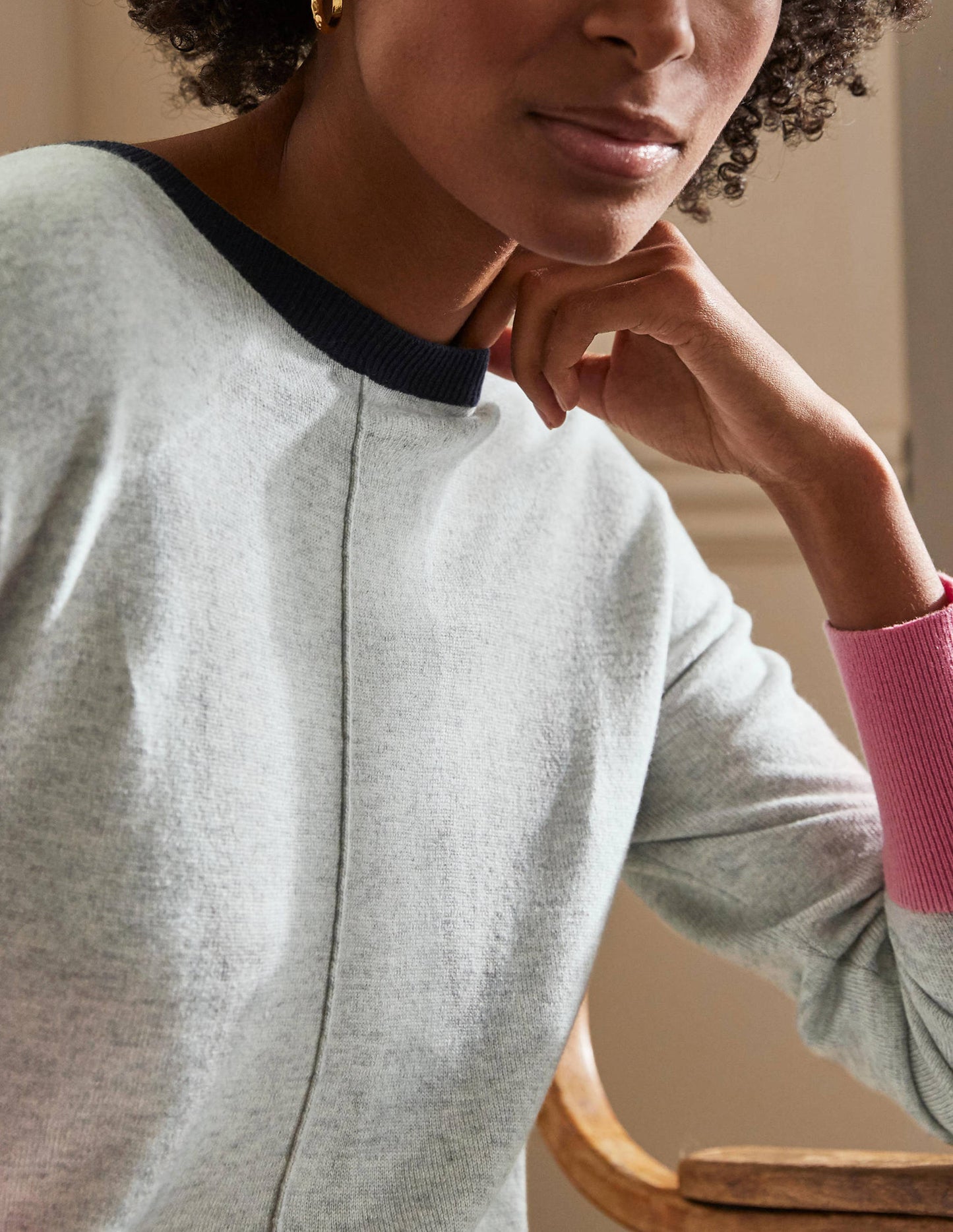 Colourblock Knitted Dress-Grey Melange