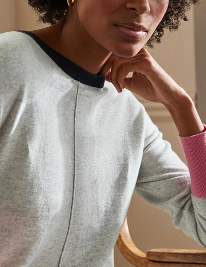 Colourblock Knitted Dress-Grey Melange-2