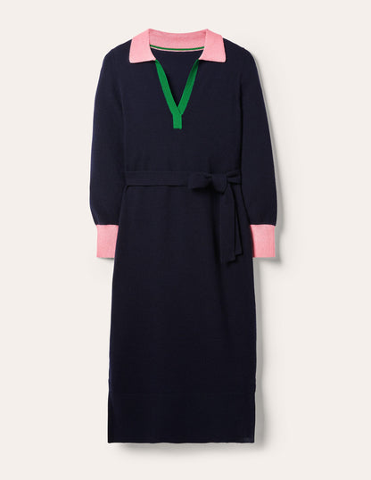 Harriet Knitted Midi Dress-Navy-5