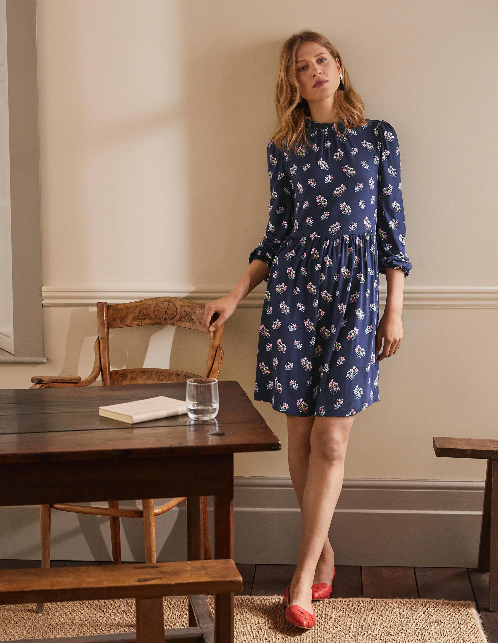 Clara Jersey Dress-Navy, Pretty Bird-1