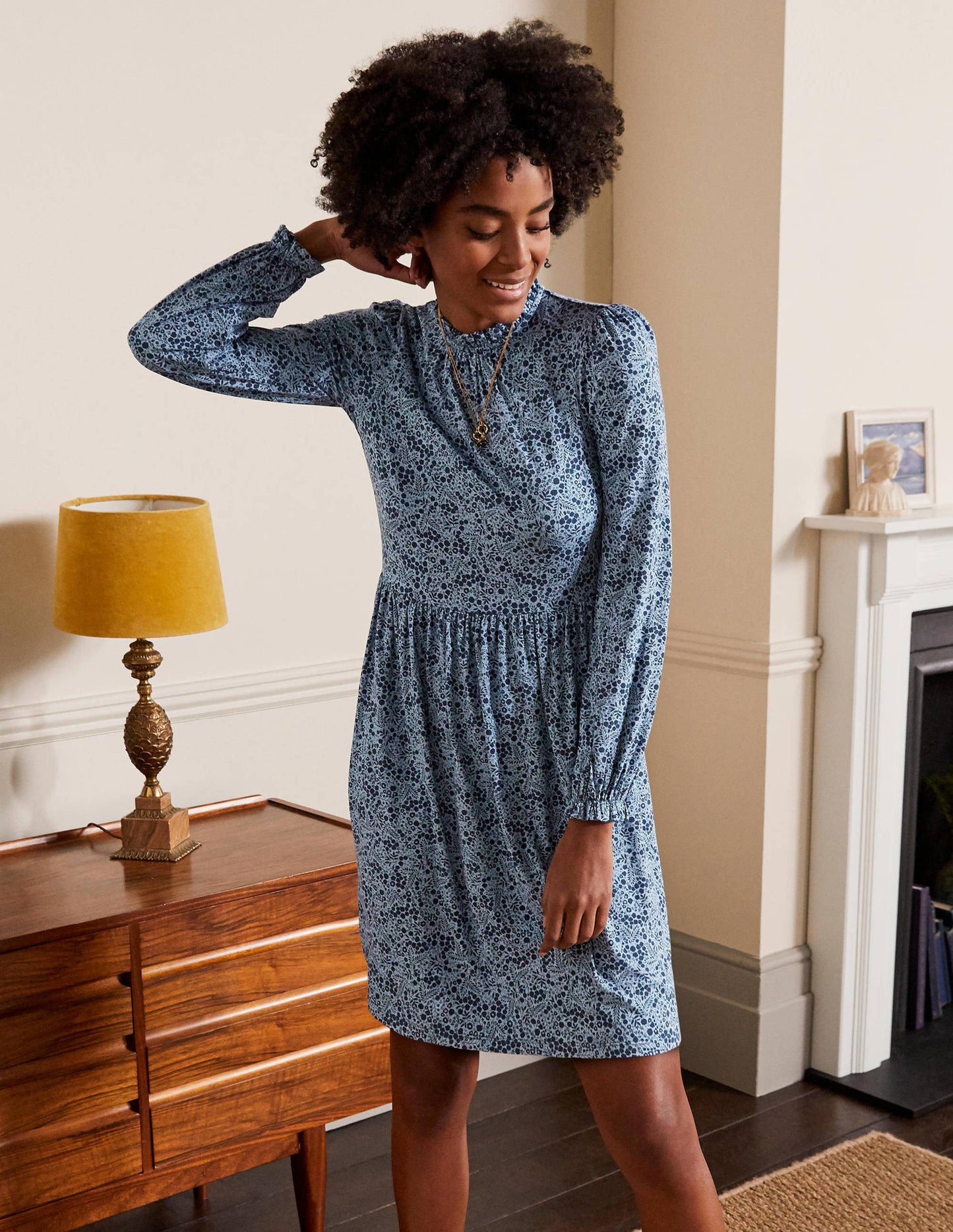 Clara Jersey Dress-Frost Blue, Enchanting Forest