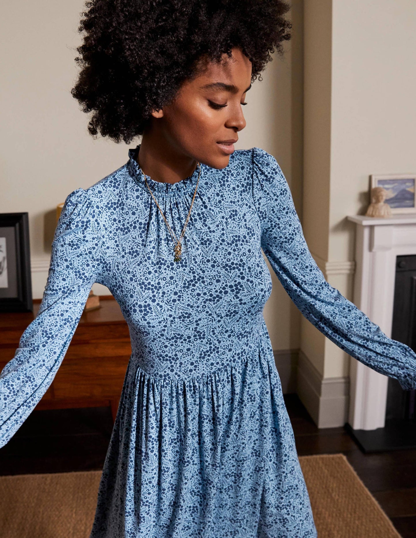 Clara Jersey Dress-Frost Blue, Enchanting Forest