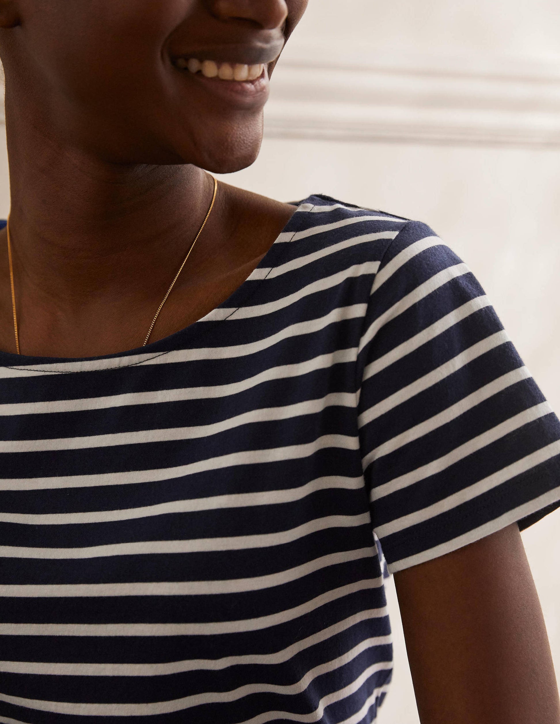 Short Sleeve Breton T-Shirt-Navy / Ivory Stripe-2