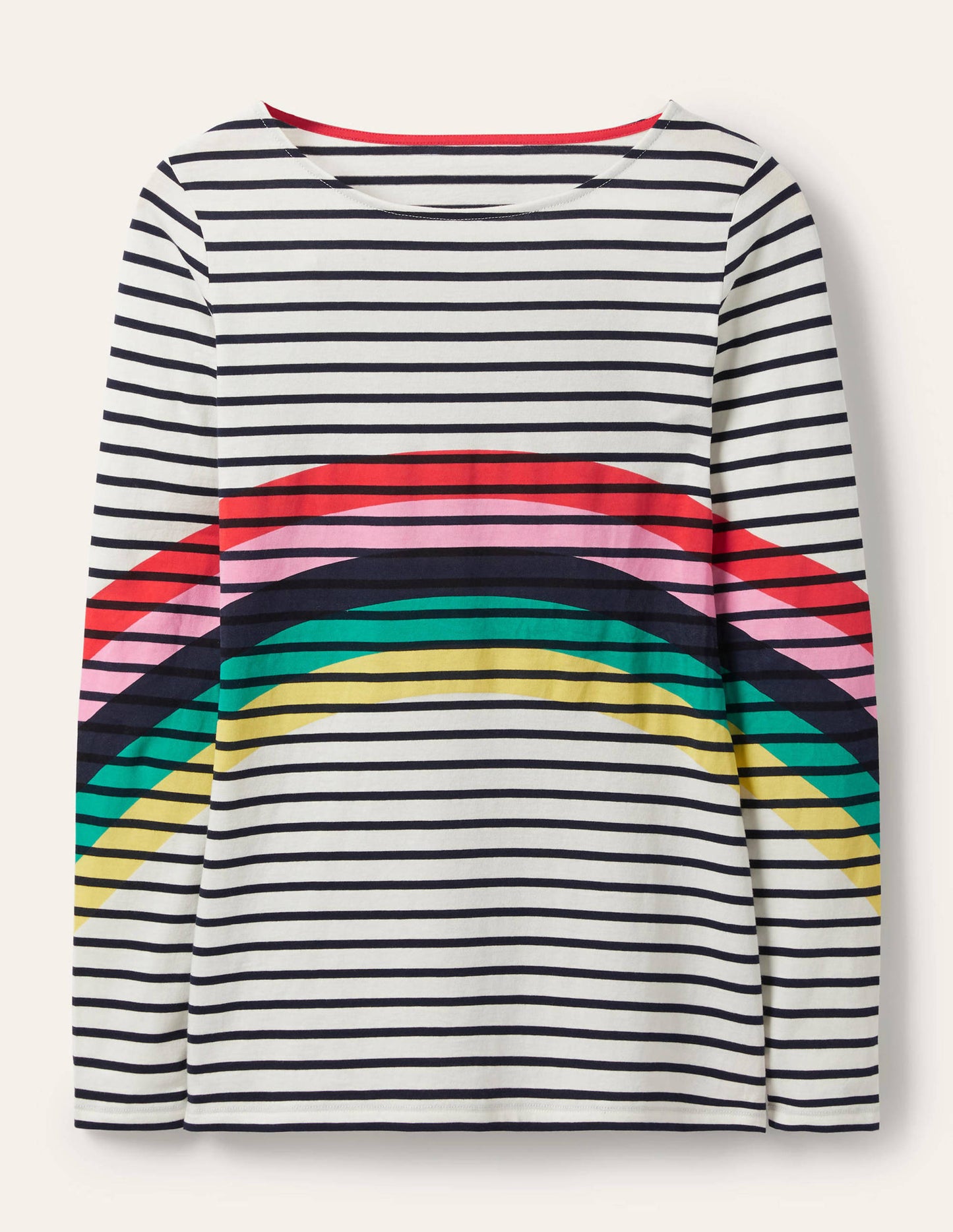Long Sleeve Breton Top-Rainbow Placement Breton