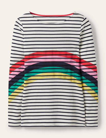 Long Sleeve Breton Top-Rainbow Placement Breton