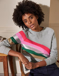 Printed Cotton Sweatshirt-Grey Marl, Rainbow Placement