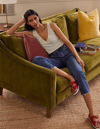 Cotton Vest-Ivory / Navy Stripe-4