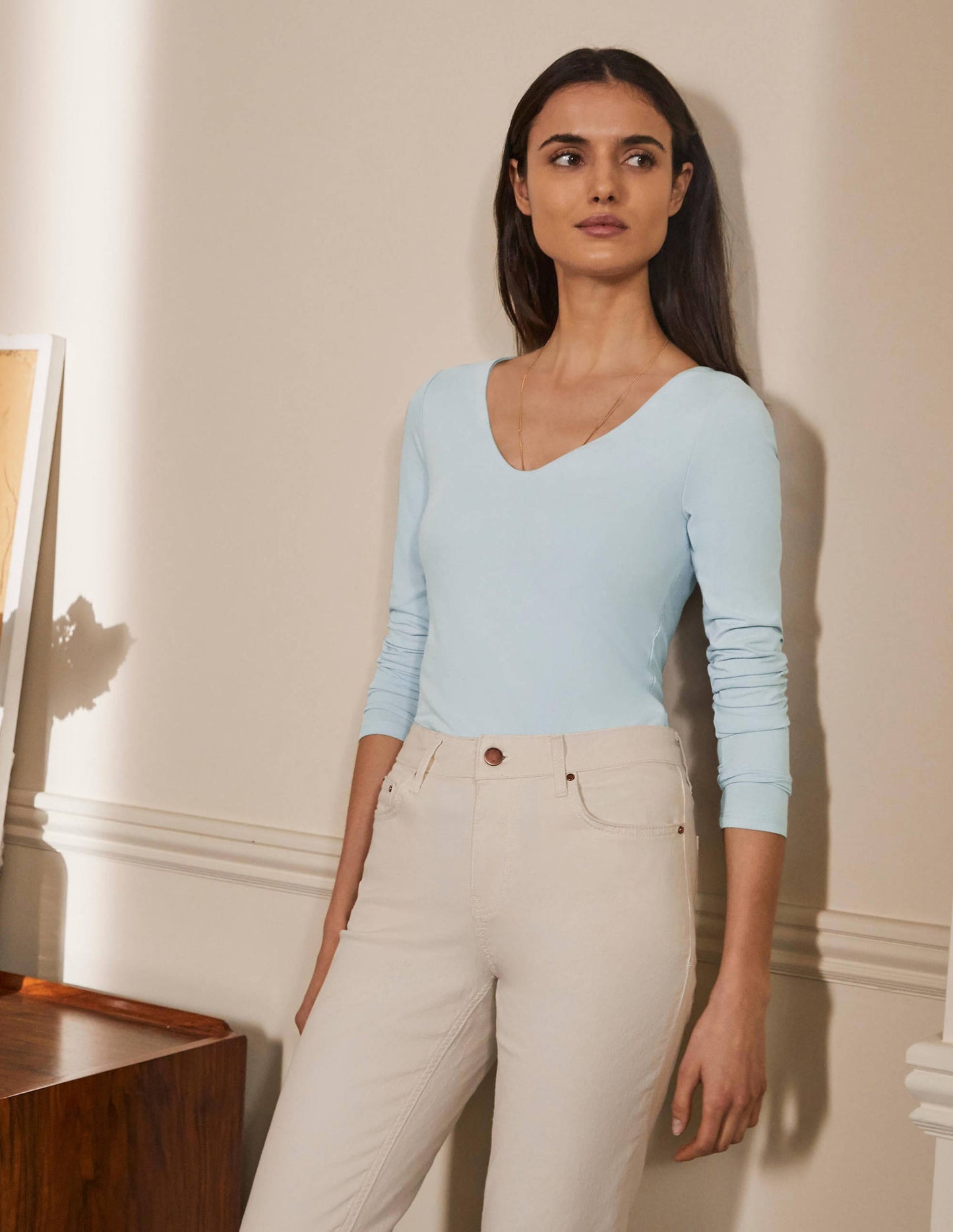 Double Layer V-neck Top-Surf