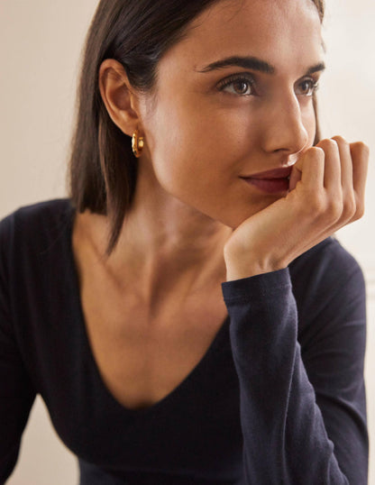 Double Layer V-neck Top-Navy-2