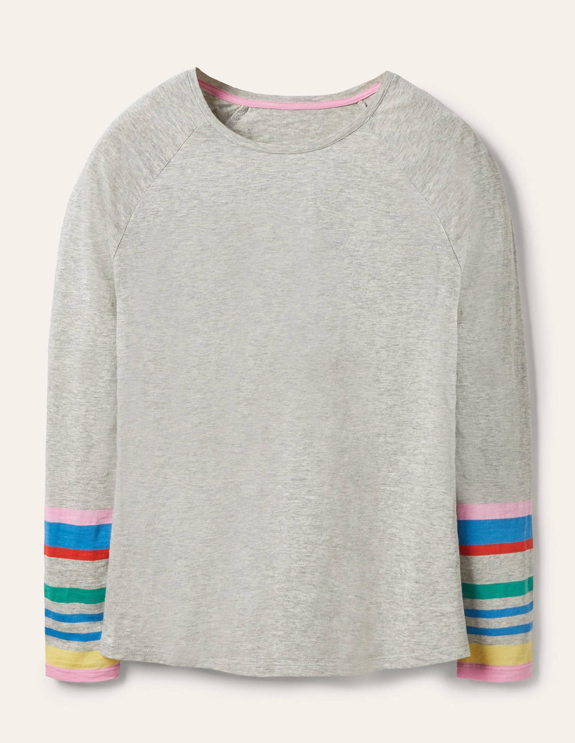 Lorna Baseball Jersey Top-Cherry Blossom, Grey Cuff-5