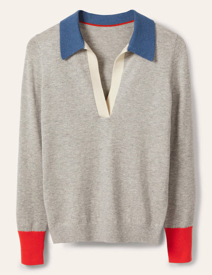 Collar Jumper-Grey Melange