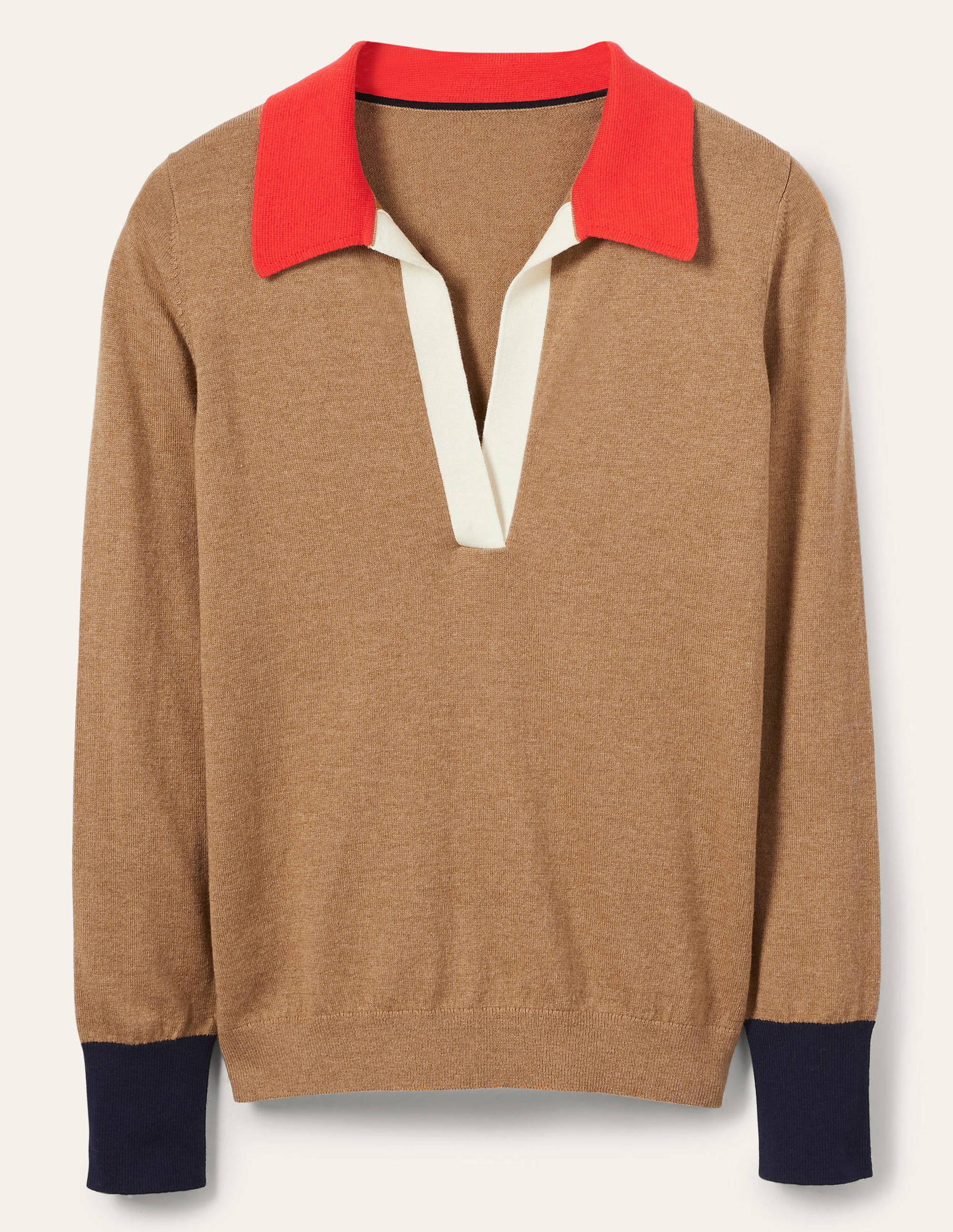 Collar Jumper-Camel Melange-5