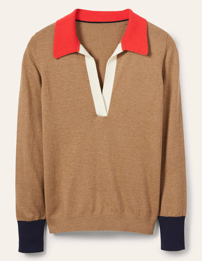Collar Jumper-Camel Melange-5
