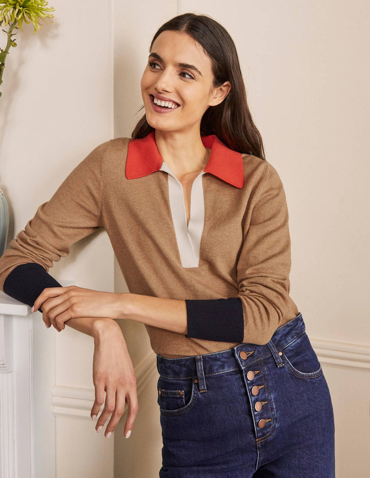 Collar Jumper-Camel Melange