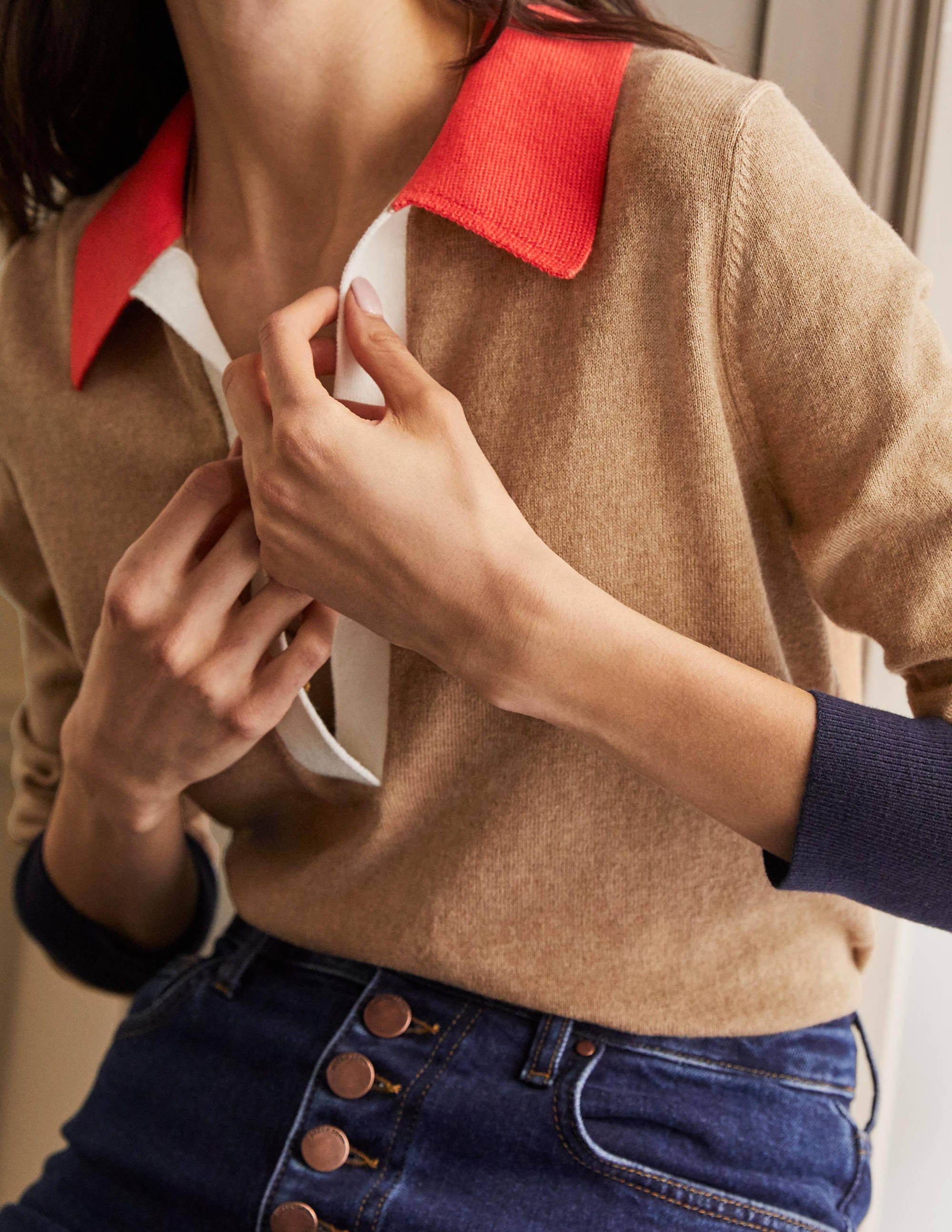 Collar Jumper-Camel Melange - Image 2