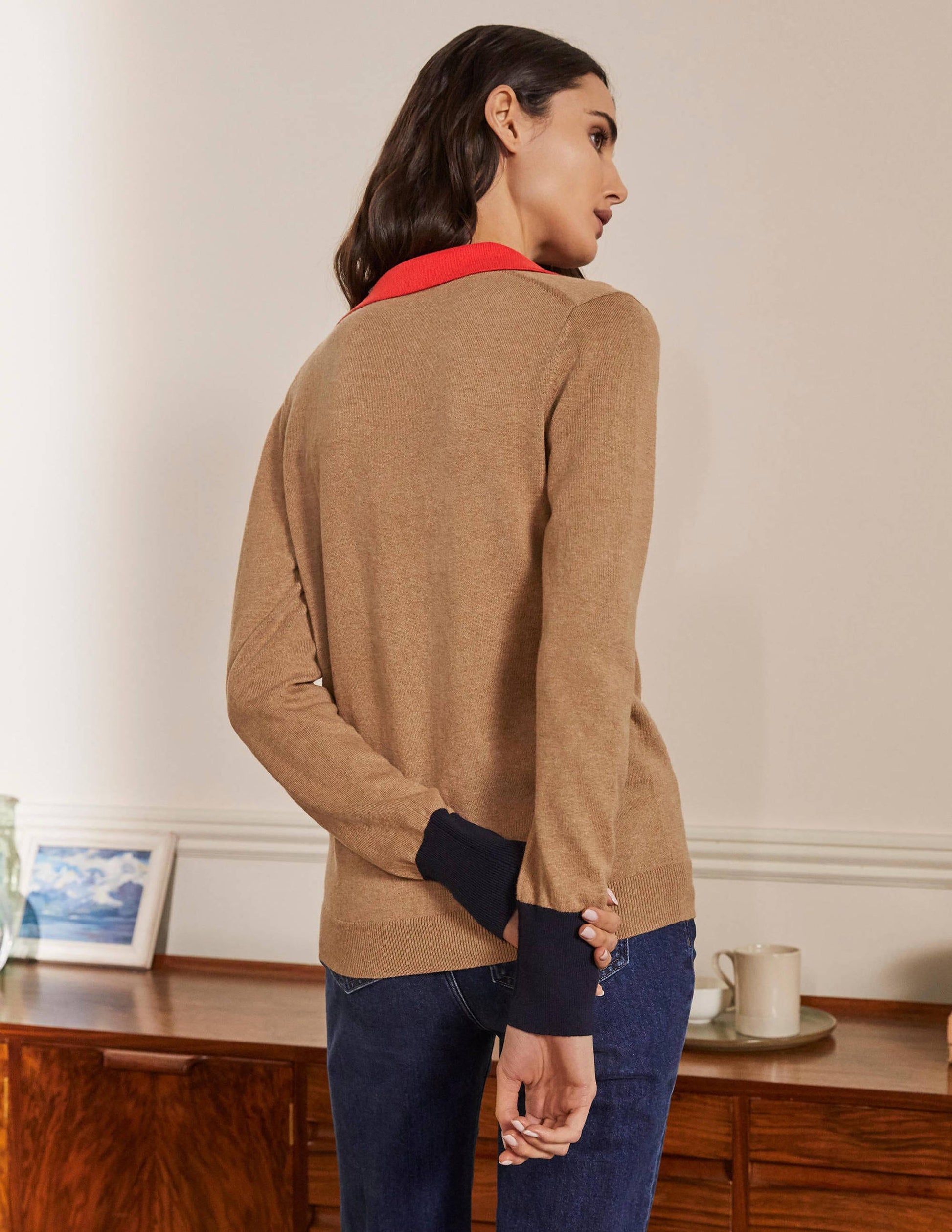 Collar Jumper-Camel Melange-3