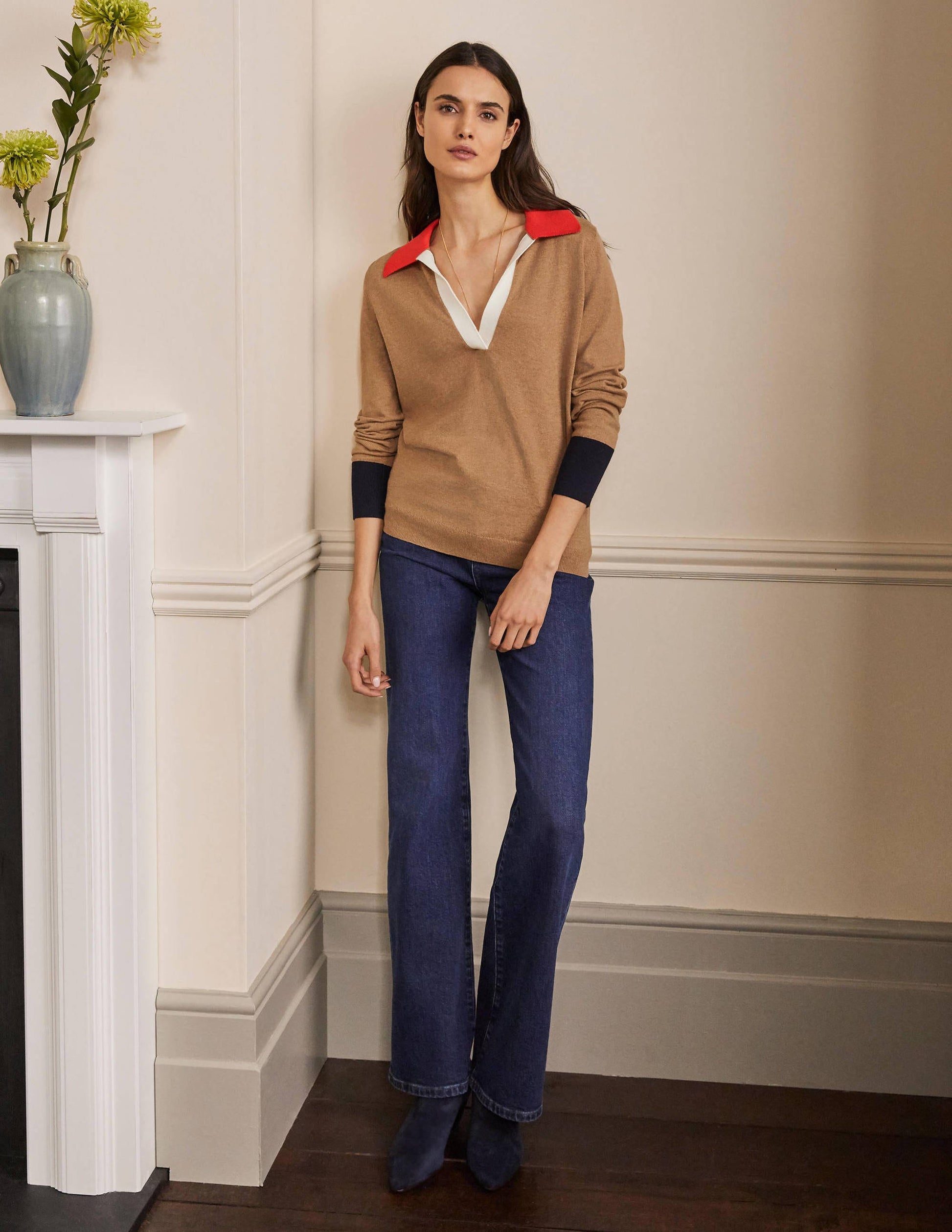 Collar Jumper-Camel Melange-4