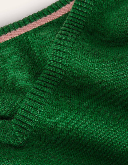 Cashmere V-neck Relaxed Jumper-Emerald Green-6