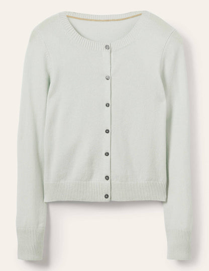 Cashmere Cropped Cardigan-Mint Blue-5