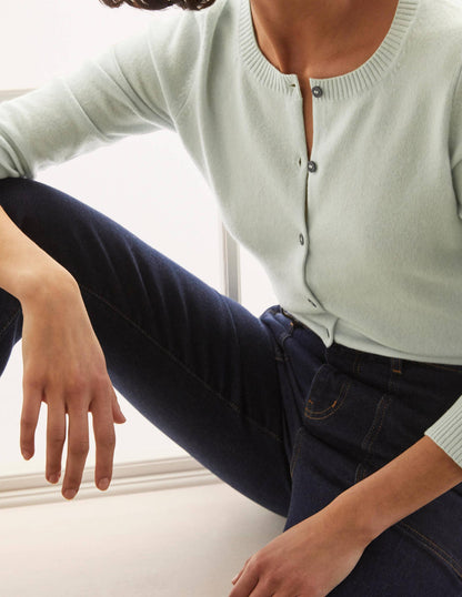 Cashmere Cropped Cardigan-Mint Blue-4