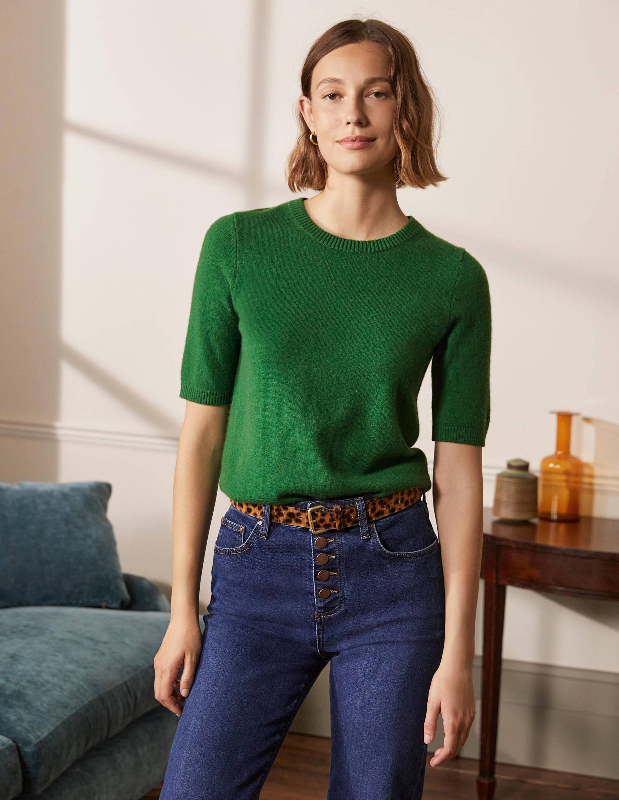 Cashmere Knitted Top-Emerald Green - Image 3
