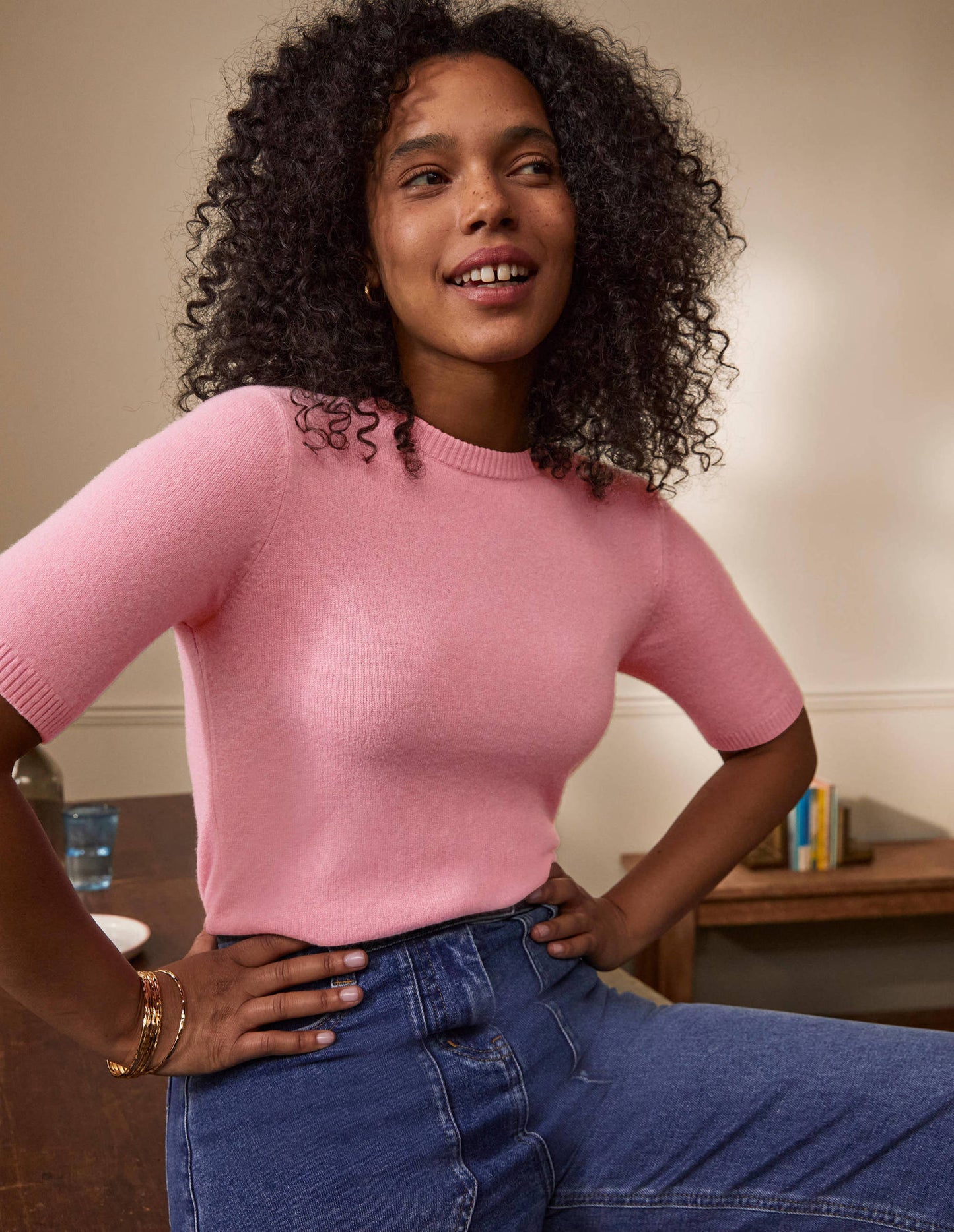 Cashmere Knitted Top-Rose Quartz Pink