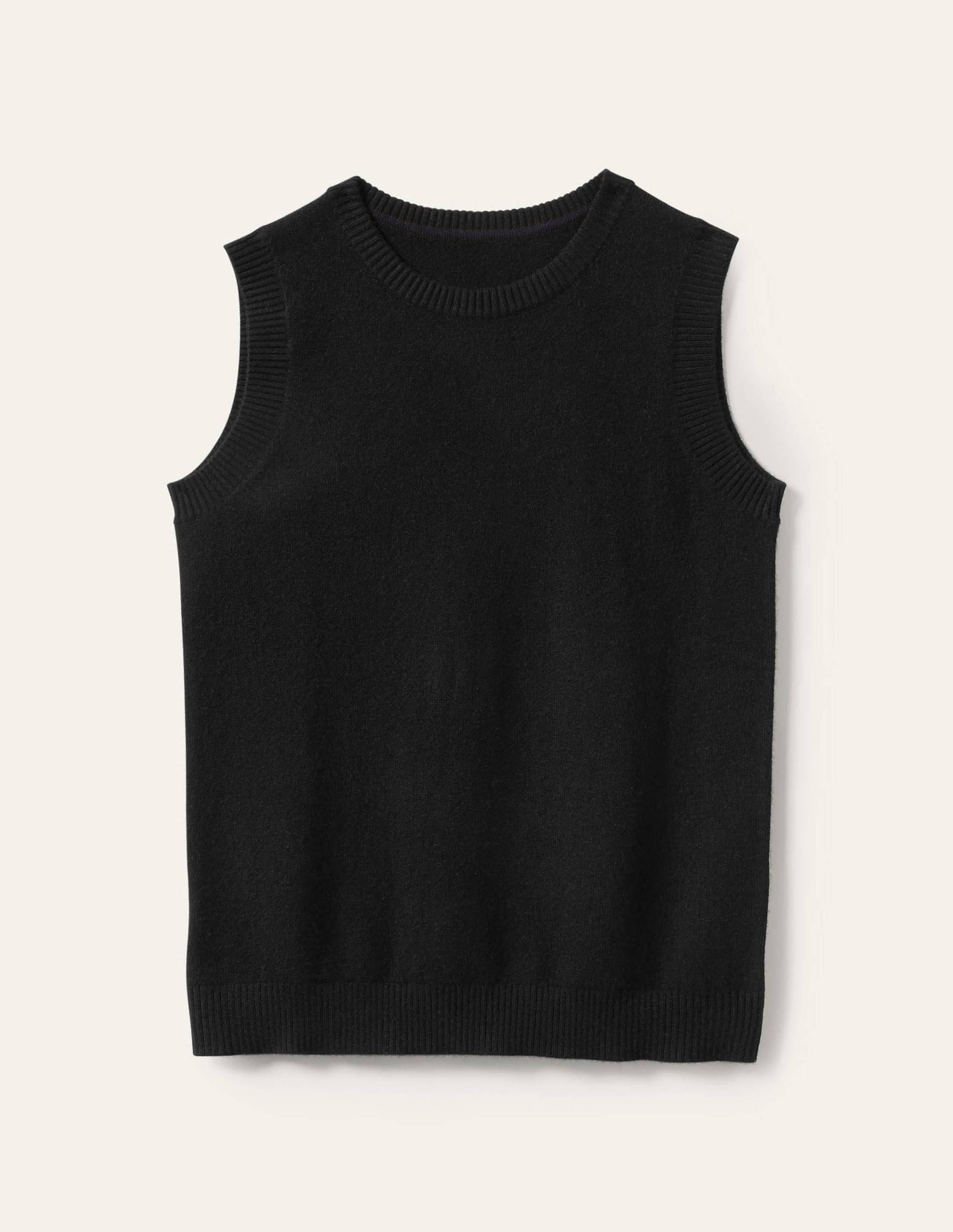 Cashmere Knitted Tank Top-Black