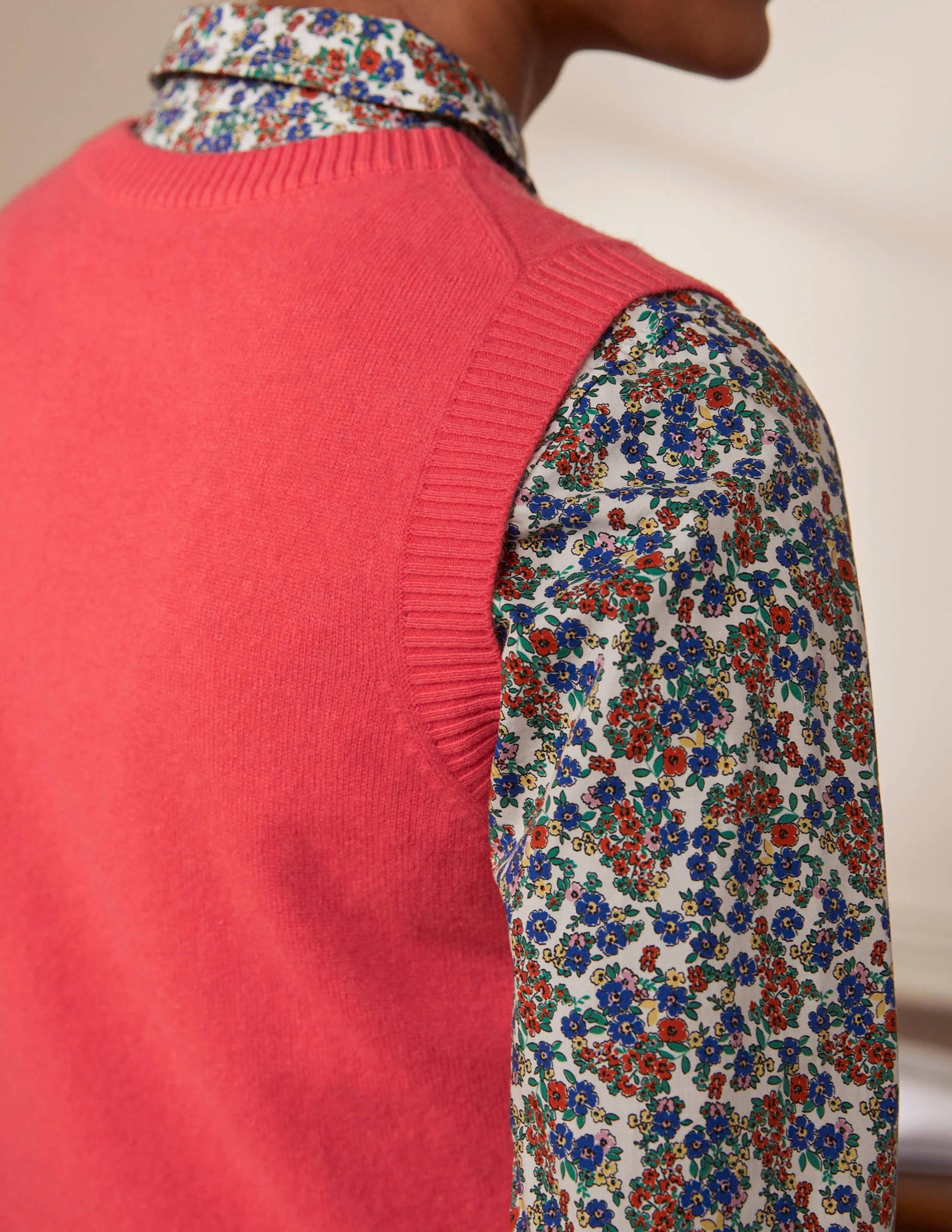 Cashmere Knitted Tank Top-Coral-2