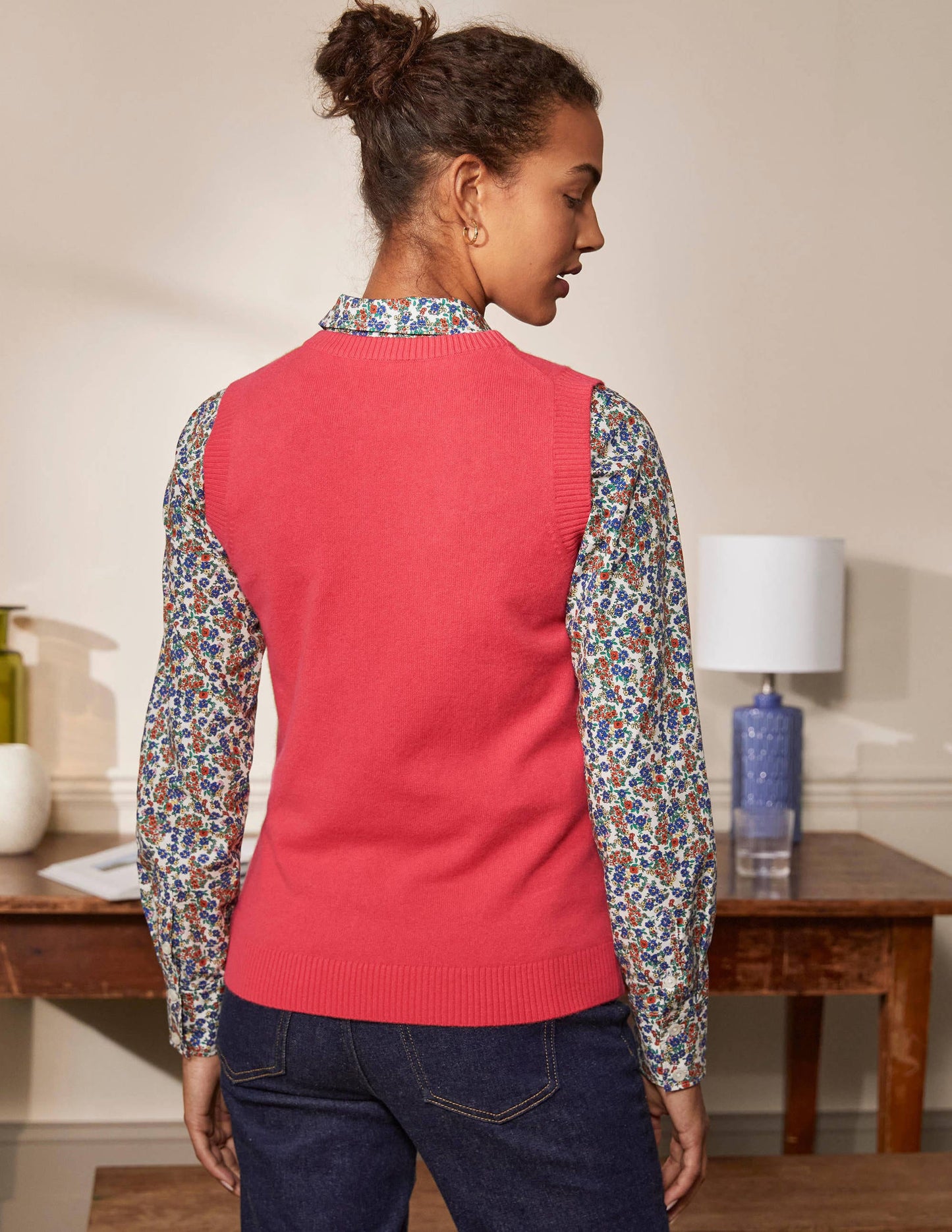 Cashmere Knitted Tank Top-Coral