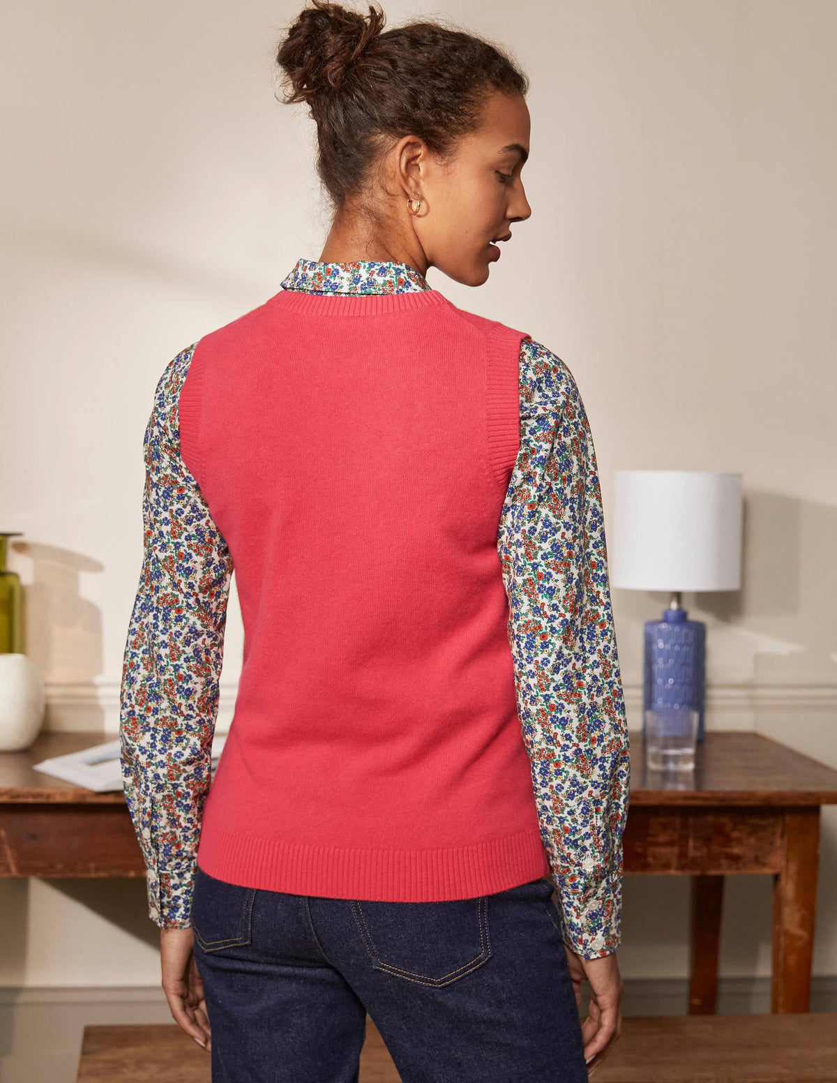 Cashmere Knitted Tank Top-Coral - Image 3