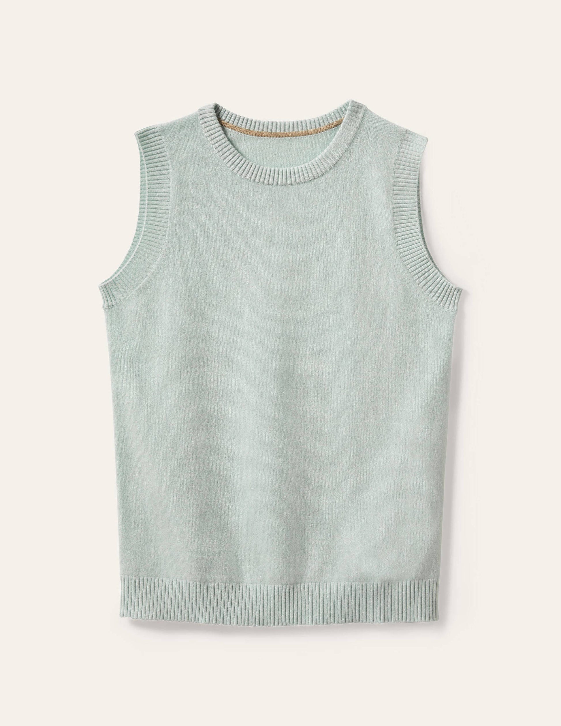 Cashmere Knitted Tank Top-Mint Blue-5