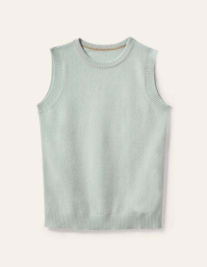 Cashmere Knitted Tank Top-Mint Blue-5